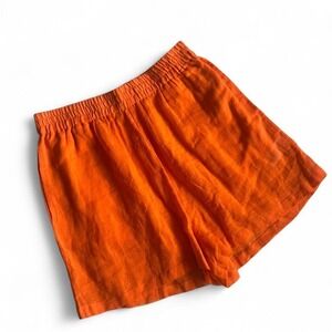 Tan Lines by Sivan Ayla tangerine orange linen cotton shorts size 1 smocked boho